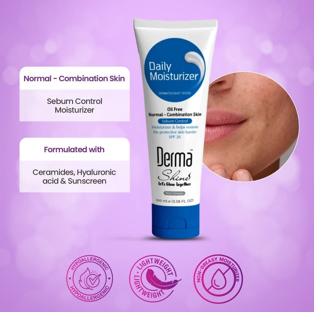 Derma Shine Daily Moisturizer – Oil-Free Hydration with SPF 20 for Normal-Combination Skin