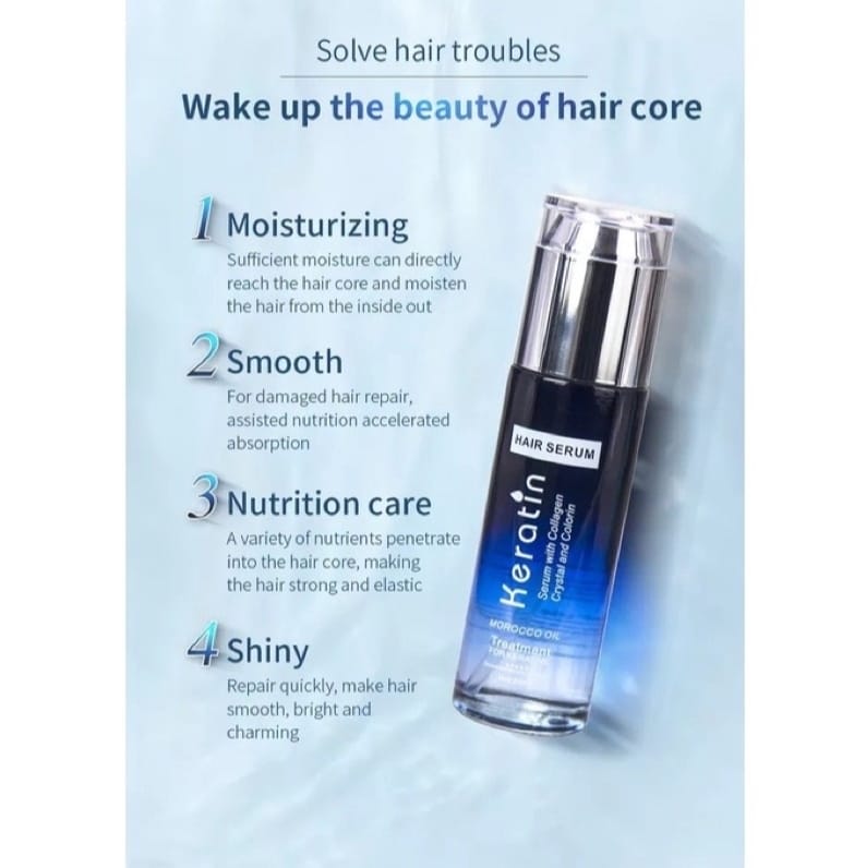 Keratin Smooth Anti-Frizz Hair Serum – Shine & Softness